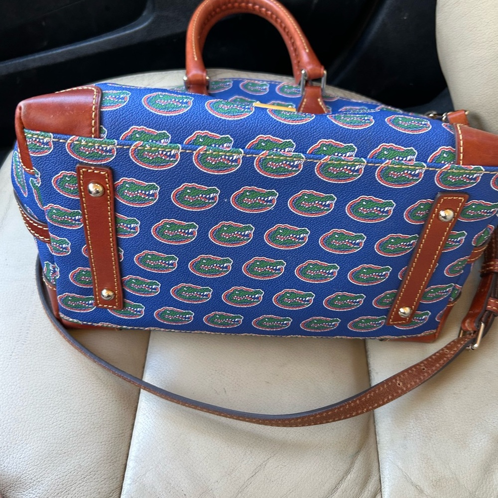 Dooney & Bourke Blue Florida Gators Logo Satchel with Brown Trim - Picture 3 of 6